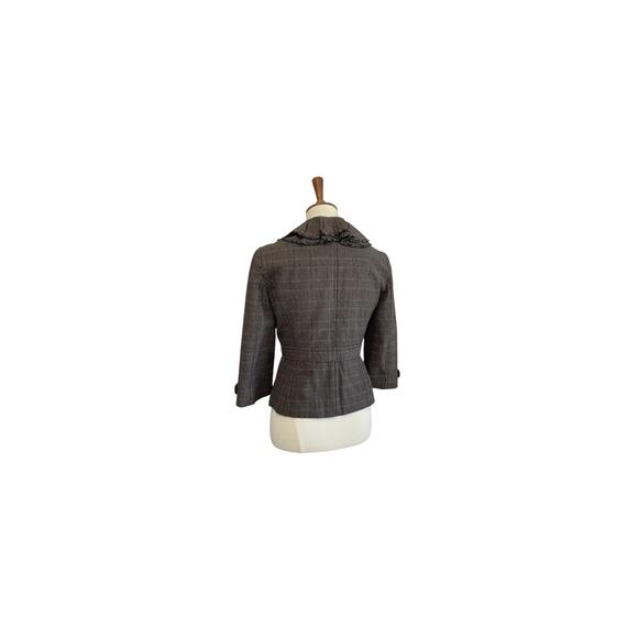 Y2K Vintage Ann Taylor Loft 10P Petite Plaid Ruffle Collar Blazer Cottage Core - Picture 6 of 10
